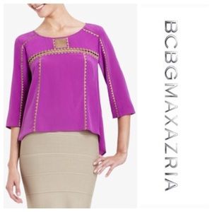 BCBGMaxAzaria Mara Embroidered Silk Blouse